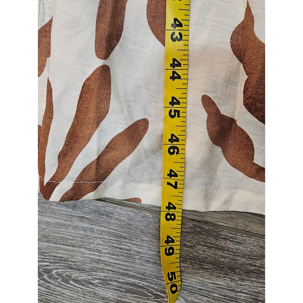 Kariella Women Small Brown Cream Leaf Print Sleeveless Button Front Midi Dress - Picture 3 of 8